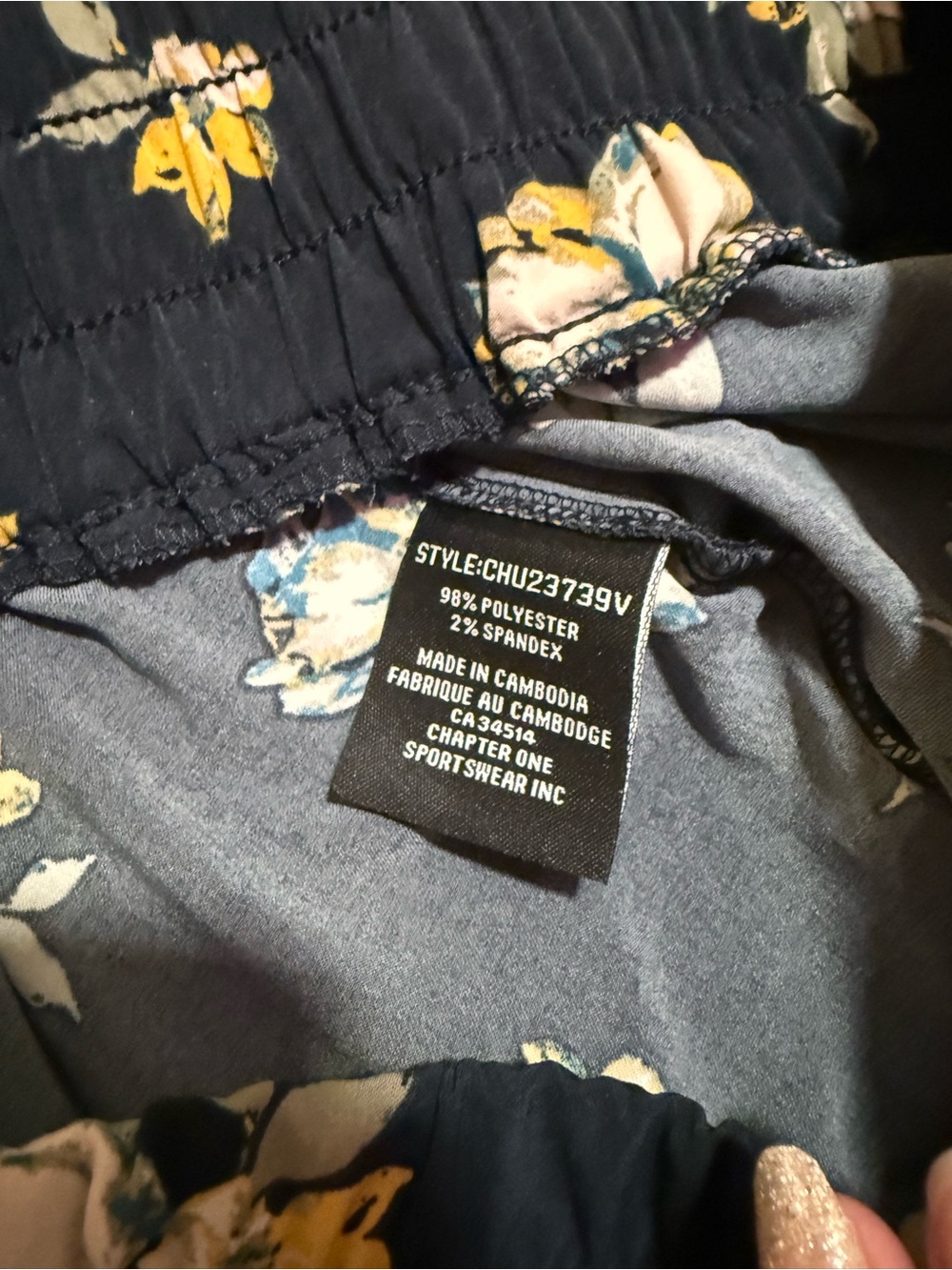 Chapter One Floral Tie Waist Jogger Pants Black Yellow Women's Medium - Picture 6 of 9